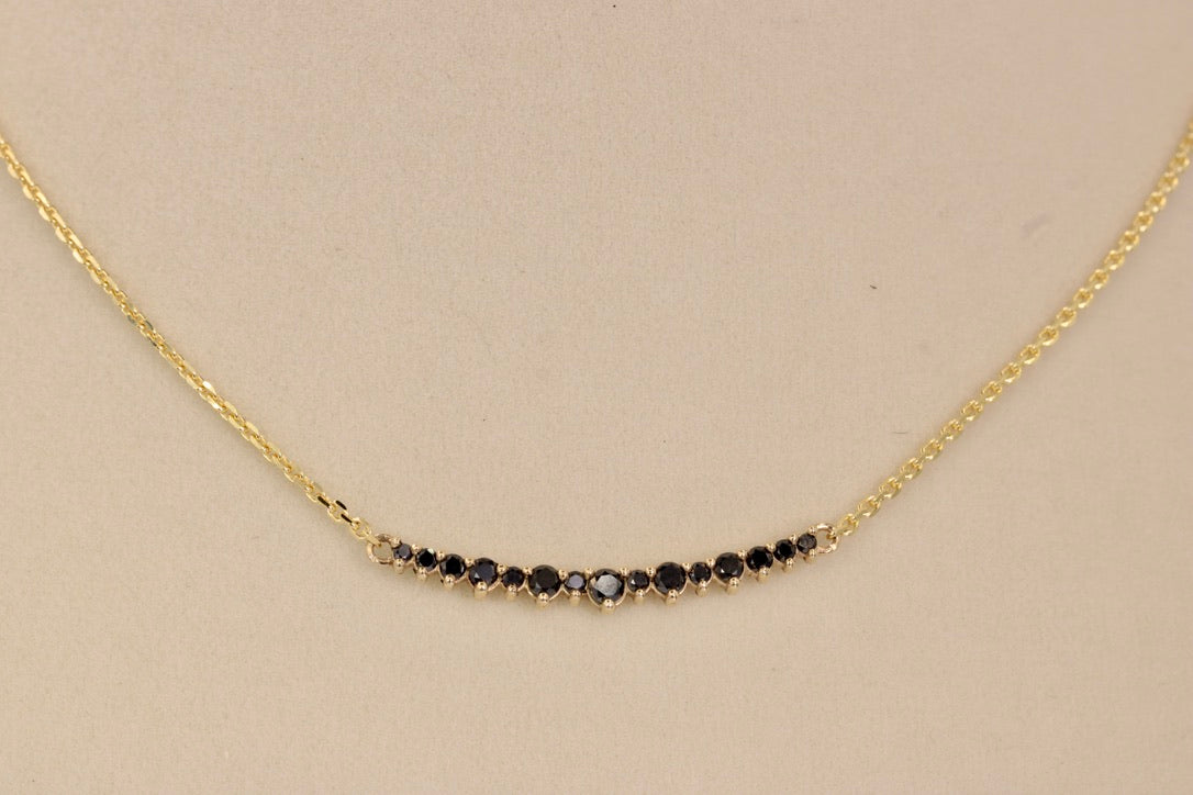 Curved Black Diamond Necklace