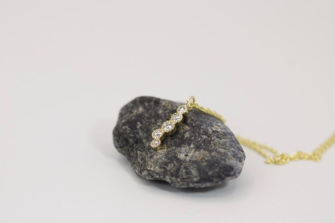 Curved Diamond Gold Pendant