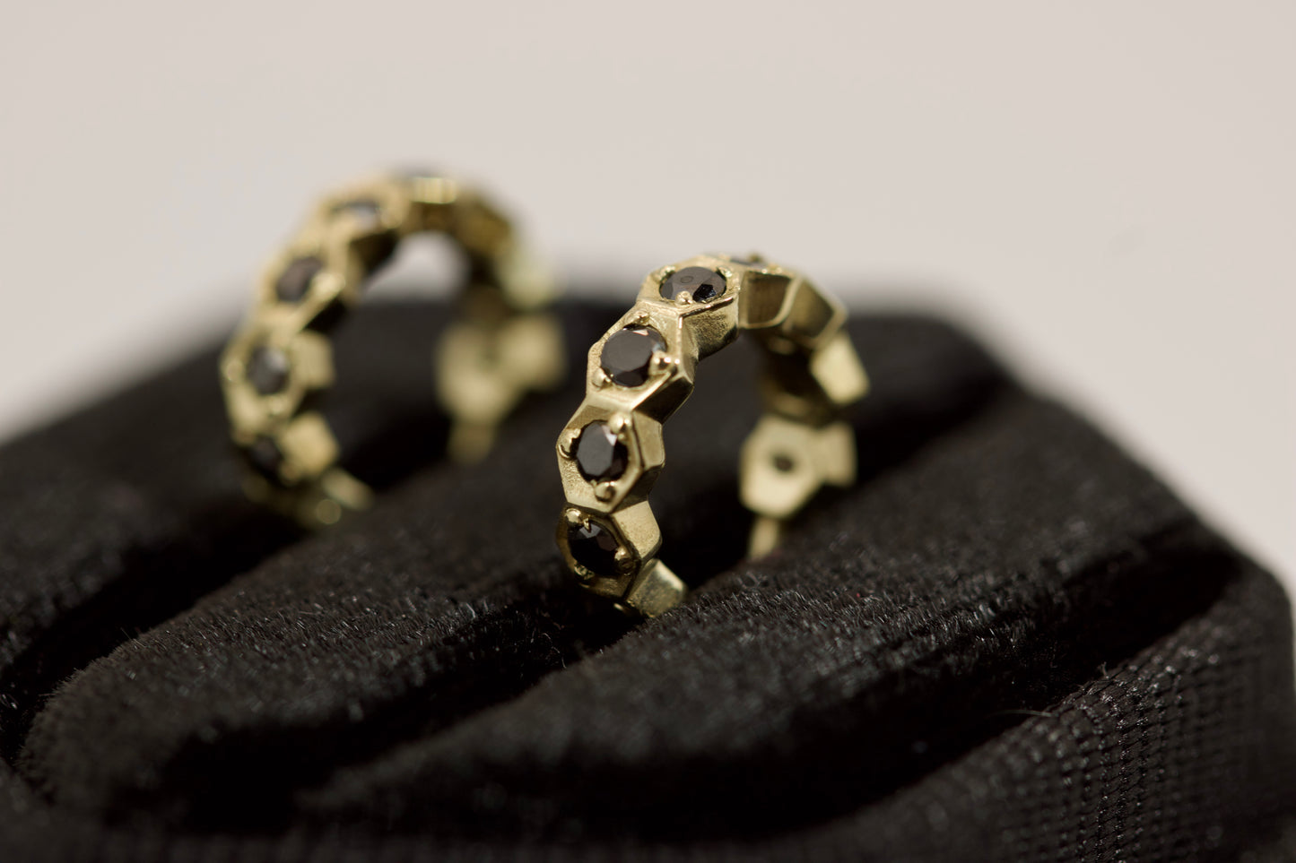 Small Hexagon Diamond Earrings - Black