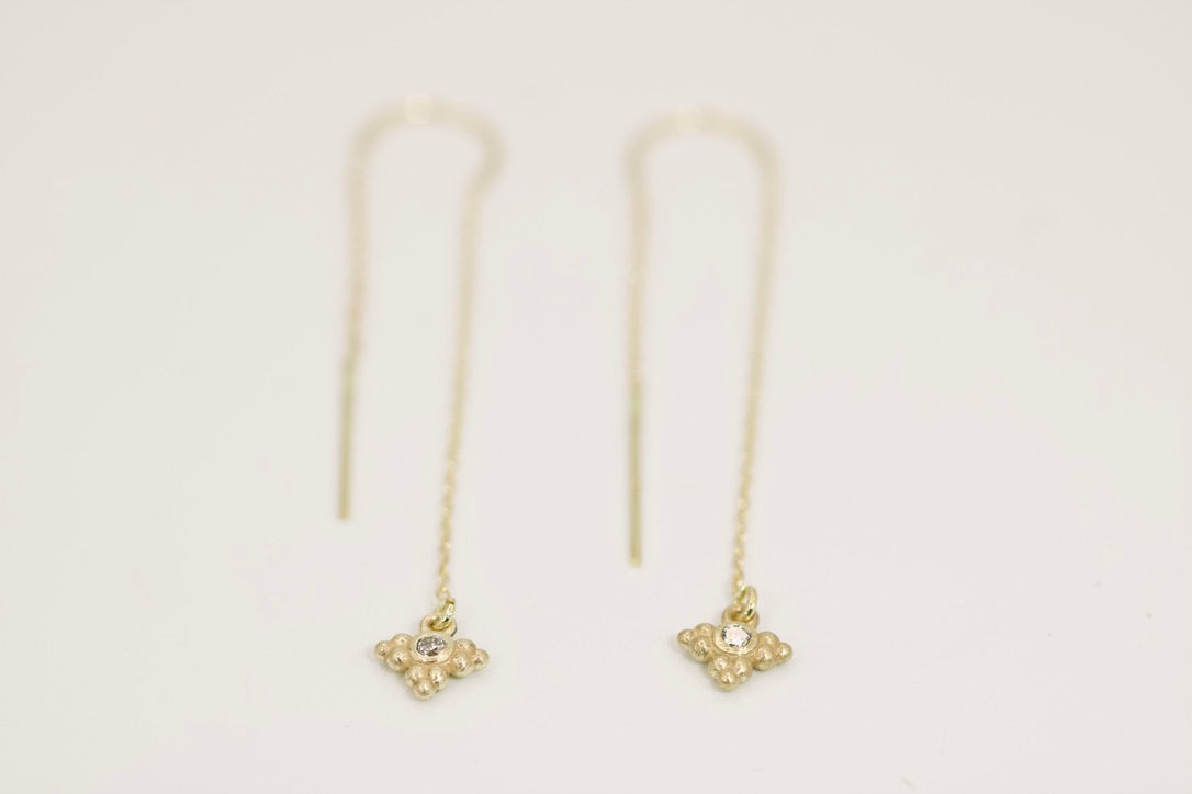 Diamond Chain Dangle Earrings - Three Granules