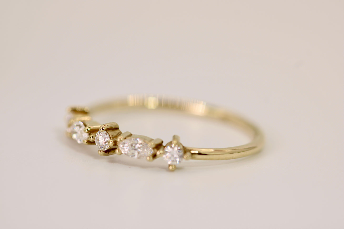 Mariah Ring - Marquise and Round Diamonds Stackable Ring