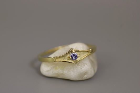 Delilah Ring - Blue Sapphire Geometric Gold Ring