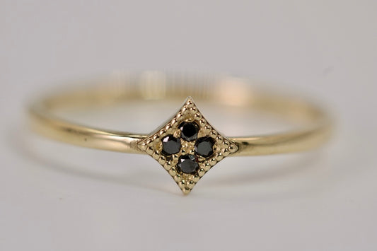 Hanna Ring - Dainty Gold and Black Diamond Ring