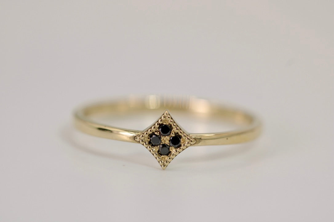 Hanna Ring - Dainty Gold and Black Diamond Ring
