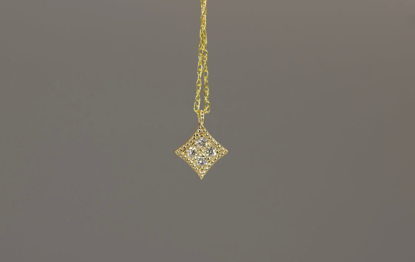 Square Gold Diamond Pendant
