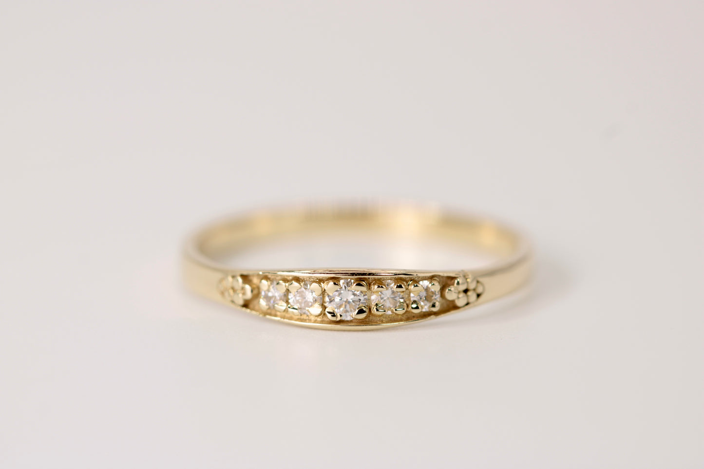 Rose Ring - 5 Diamond Gold Band