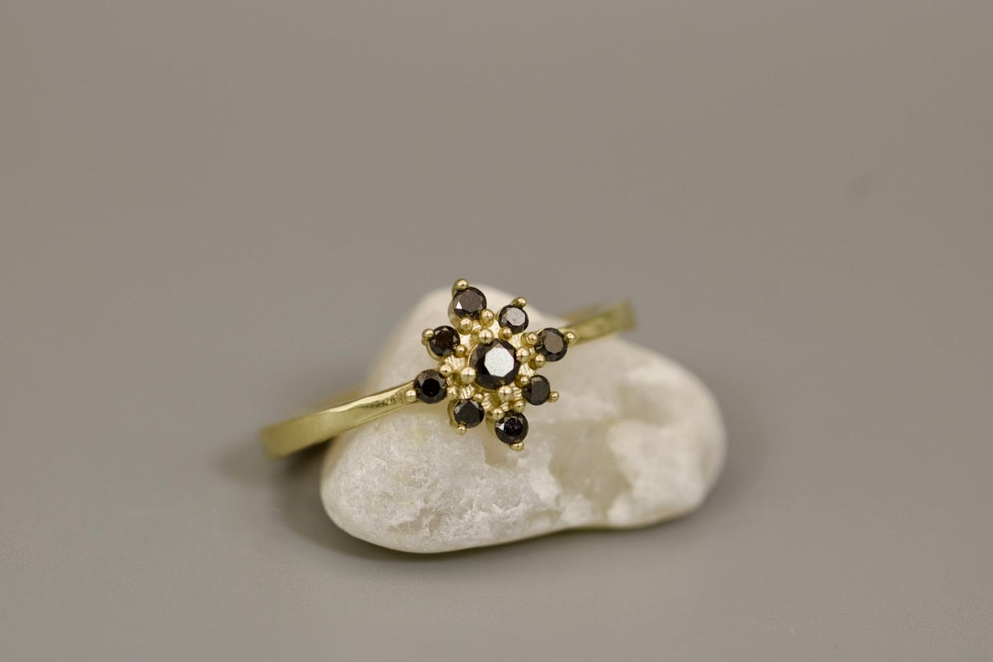 Fiona Ring - Black Diamond Flower Ring