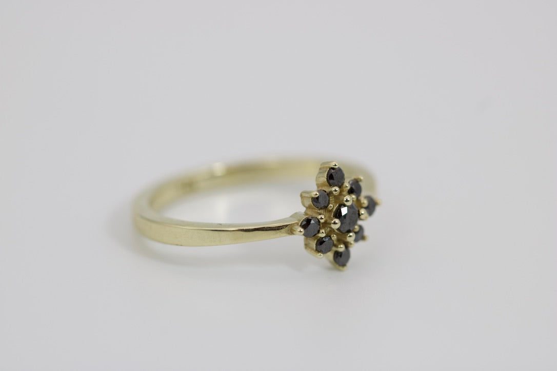 Fiona Ring - Black Diamond Flower Ring