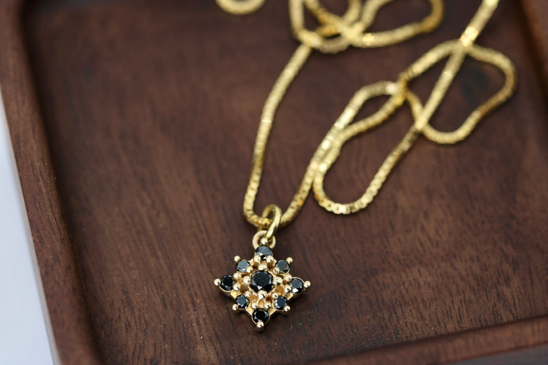 Fiona Pendant - Black Diamond Flower Pendant