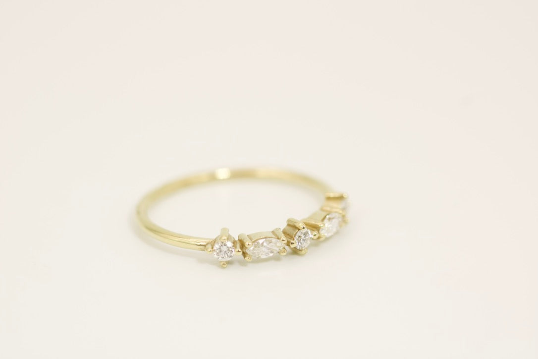 Mariah Ring - Marquise and Round Diamonds Stackable Ring