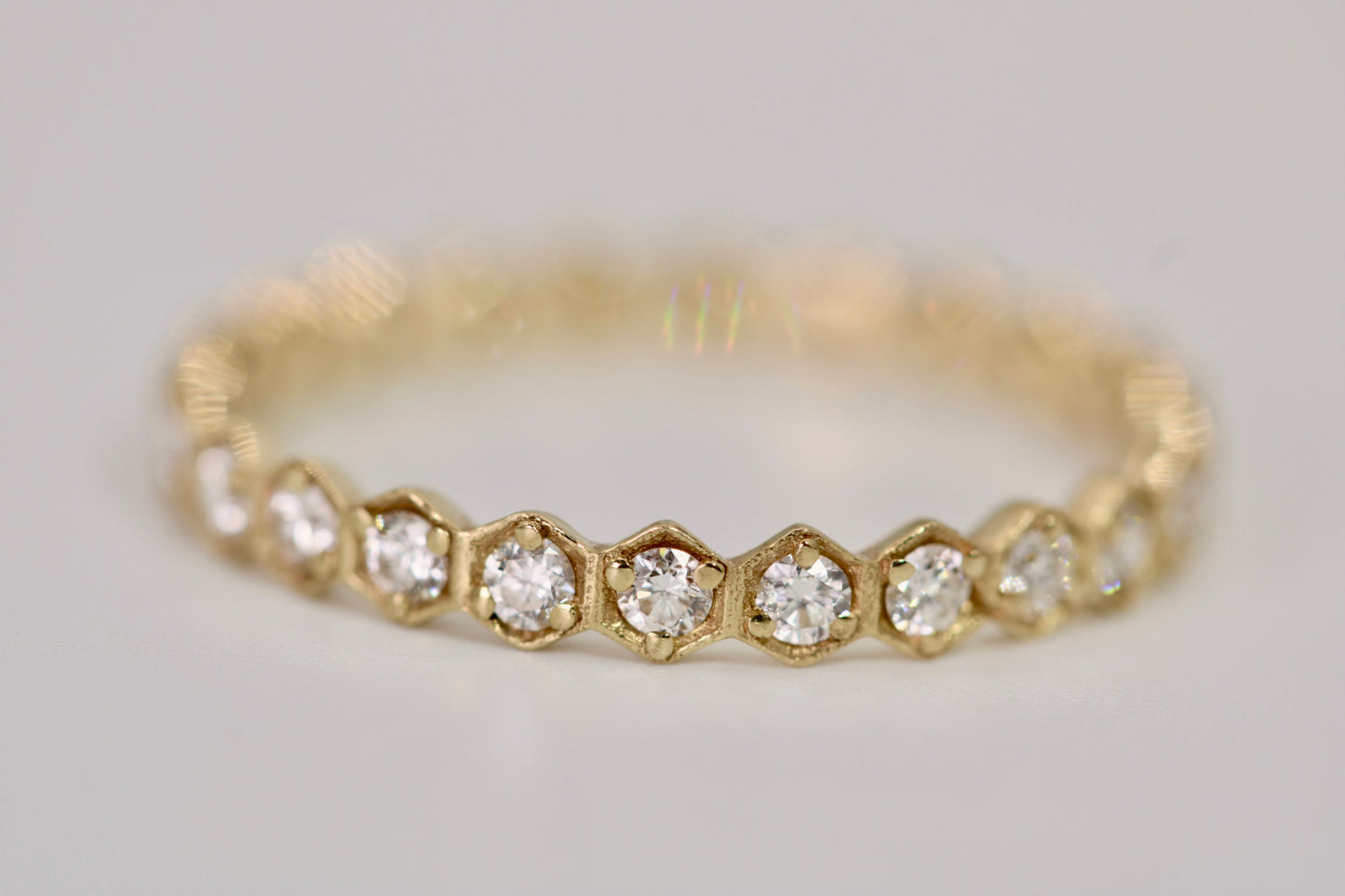 Sophia Ring - Stackable Honeycomb Gold Diamond Eternity Band