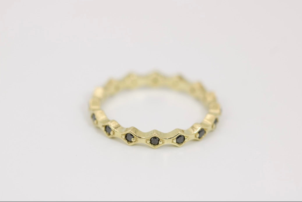 Naomi Ring - Black Diamond Gold Eternity Band