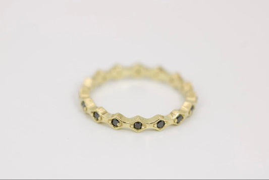Naomi Ring - Black Diamond Gold Eternity Band