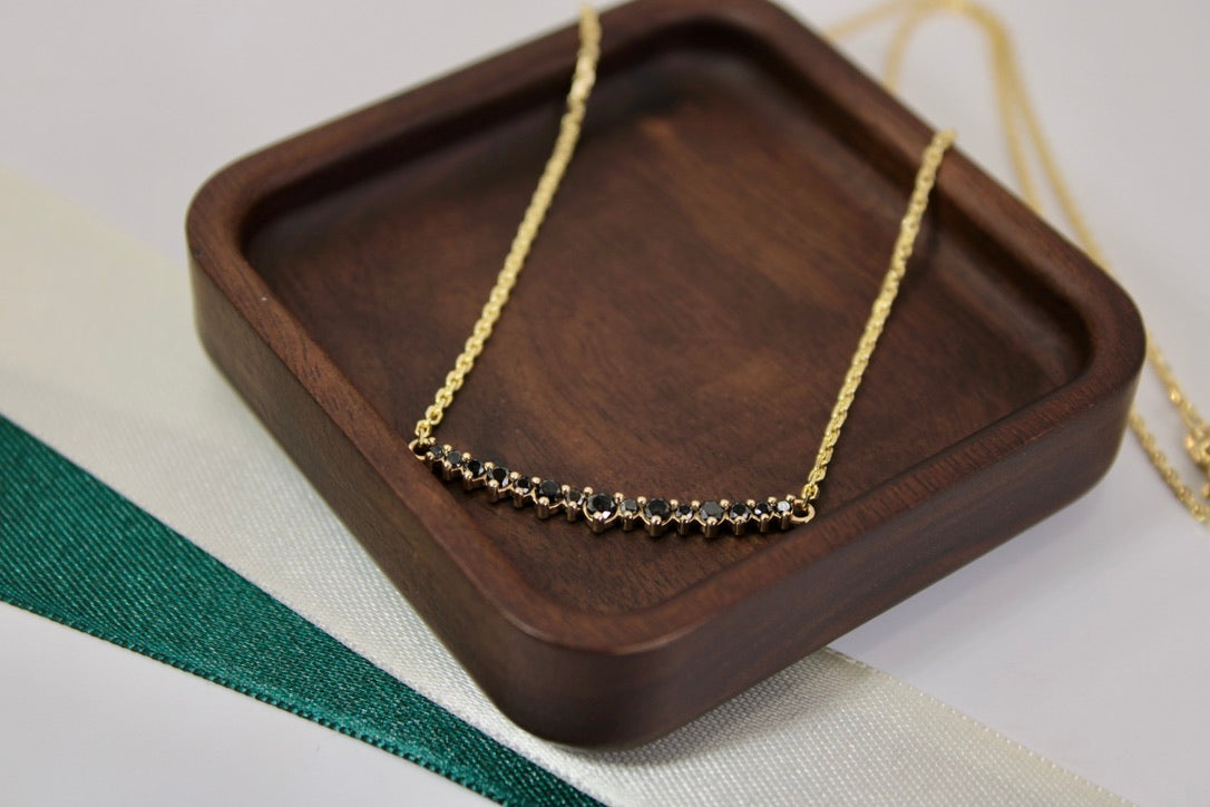 Curved Black Diamond Necklace