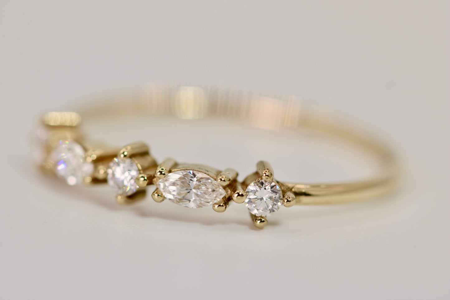 Mariah Ring - Marquise and Round Diamonds Stackable Ring