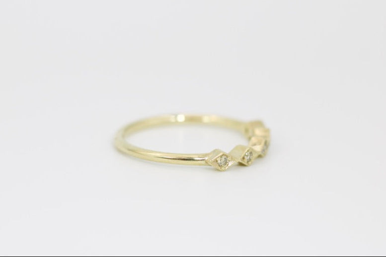 Leah Ring - Stackable Gold Diamond Ring - Rhombus Design
