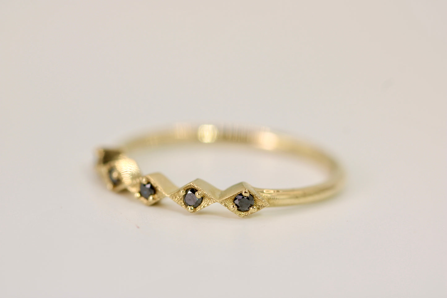 Leah Ring - Stackable Gold Diamond Ring - Rhombus Design