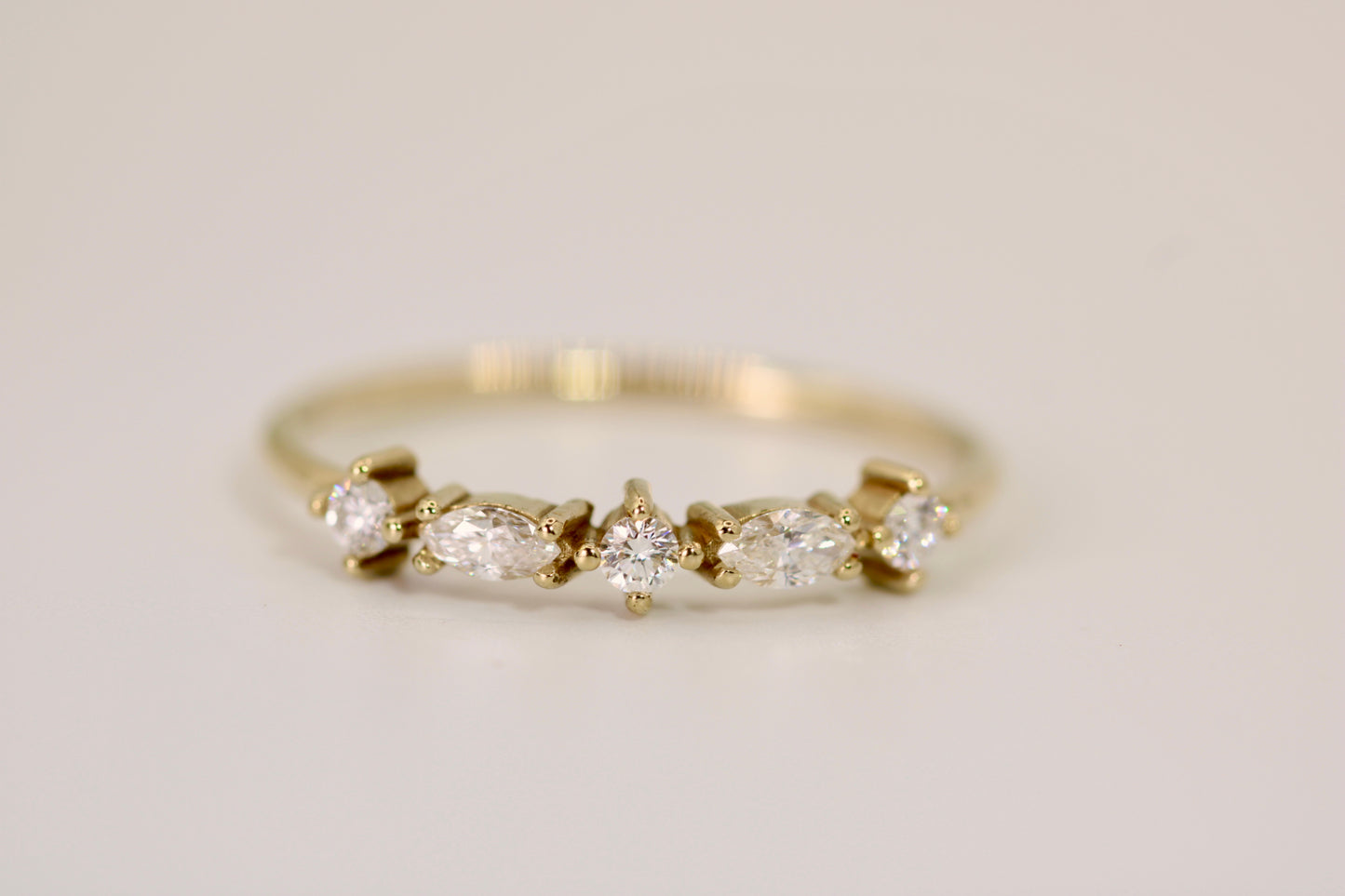 Mariah Ring - Marquise and Round Diamonds Stackable Ring