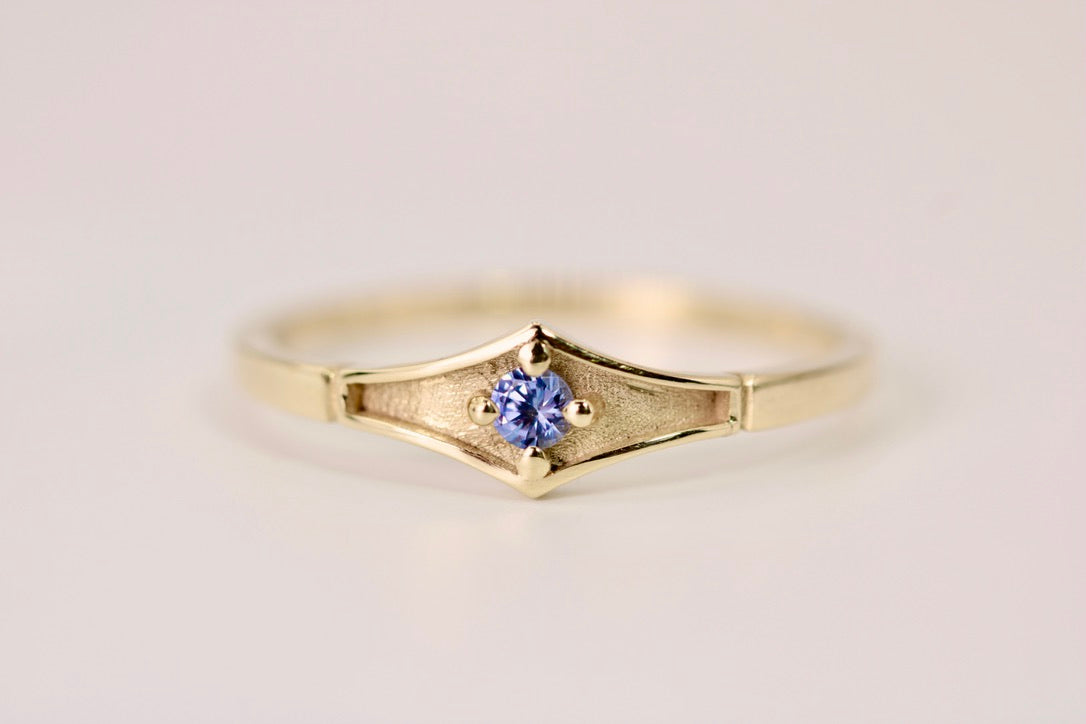 Delilah Ring - Blue Sapphire Geometric Gold Ring