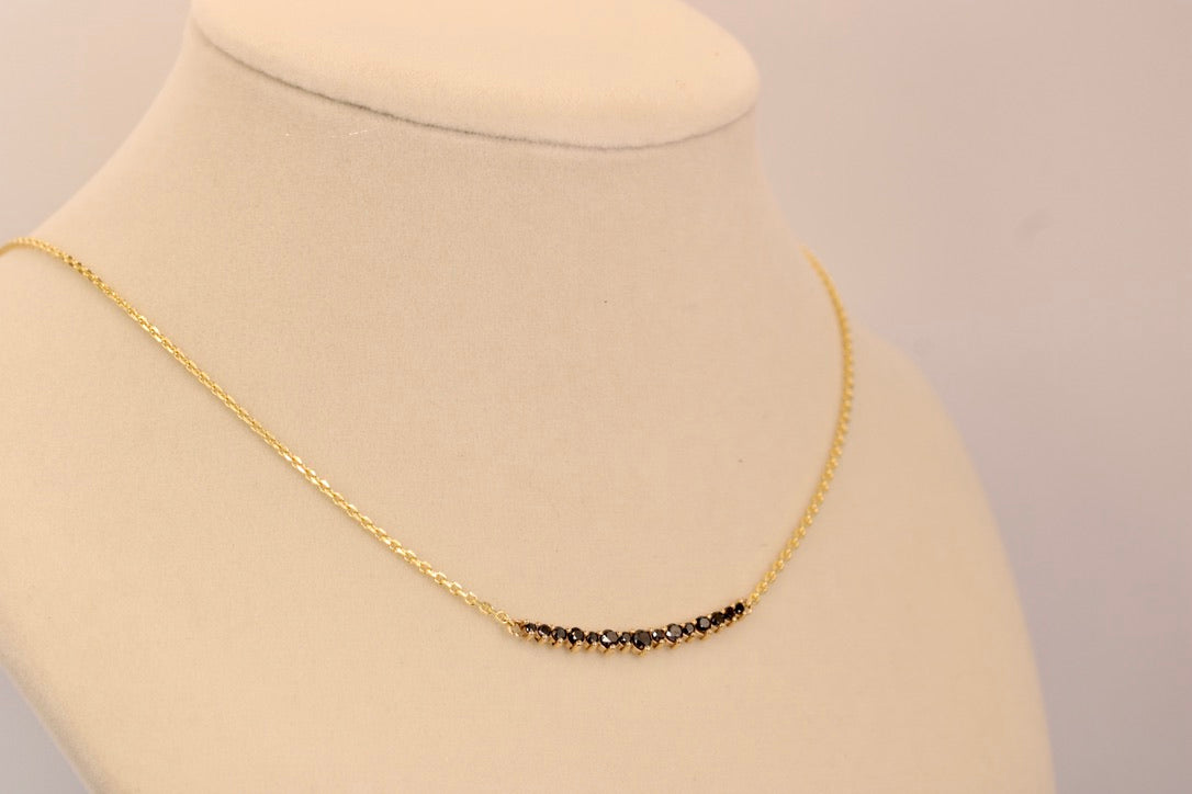 Curved Black Diamond Necklace