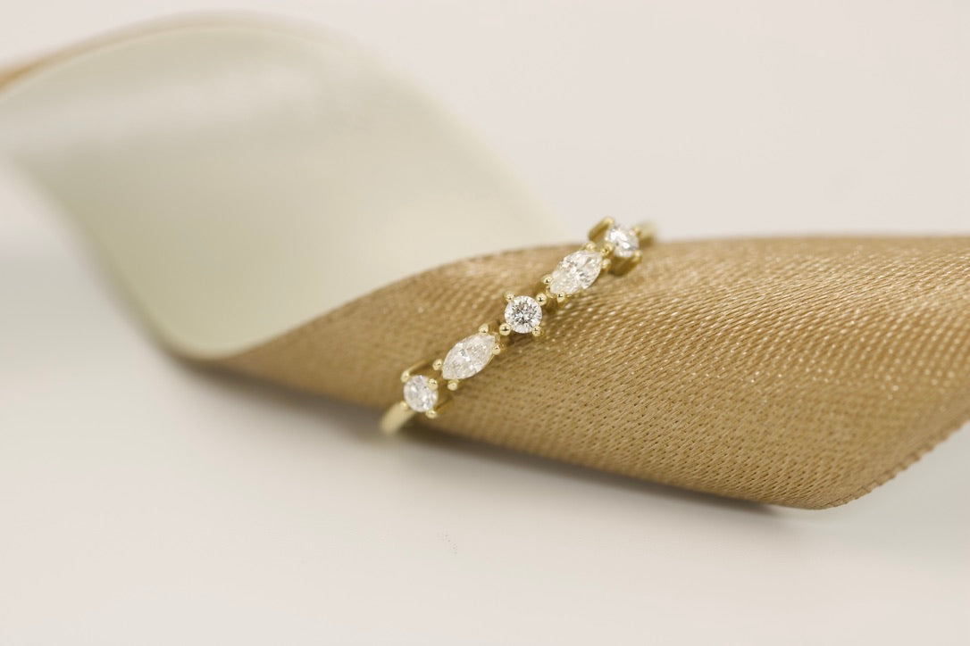 Mariah Ring - Marquise and Round Diamonds Stackable Ring