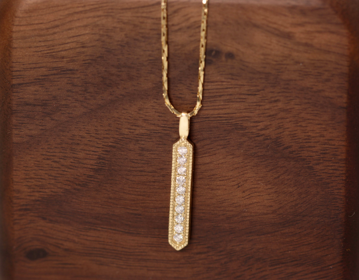 Diamond Gold Bar Pendant
