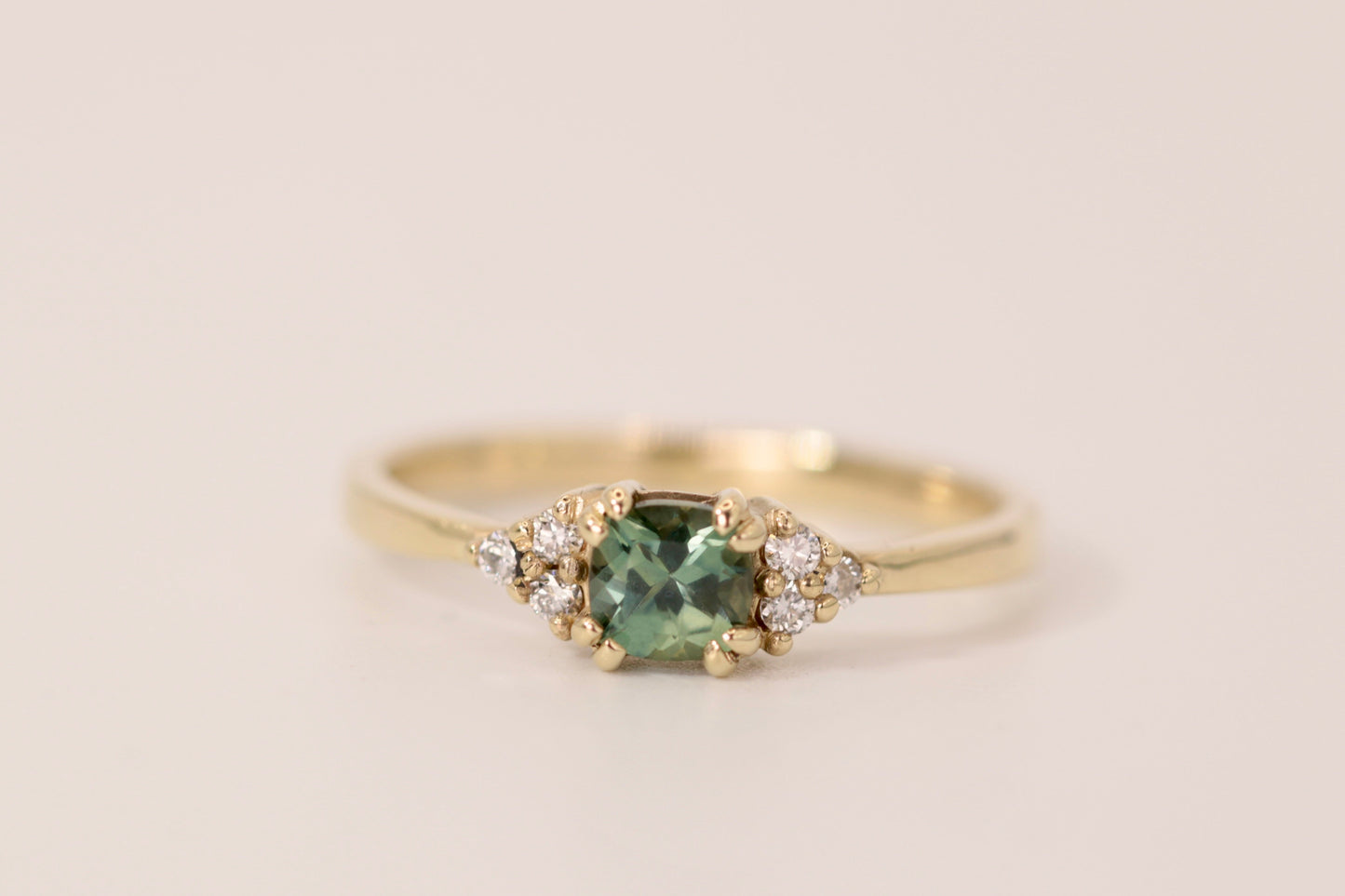 Eva Ring - Montana Sapphire Gold Ring with Accent Diamonds