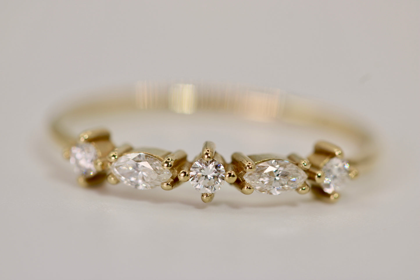 Mariah Ring - Marquise and Round Diamonds Stackable Ring