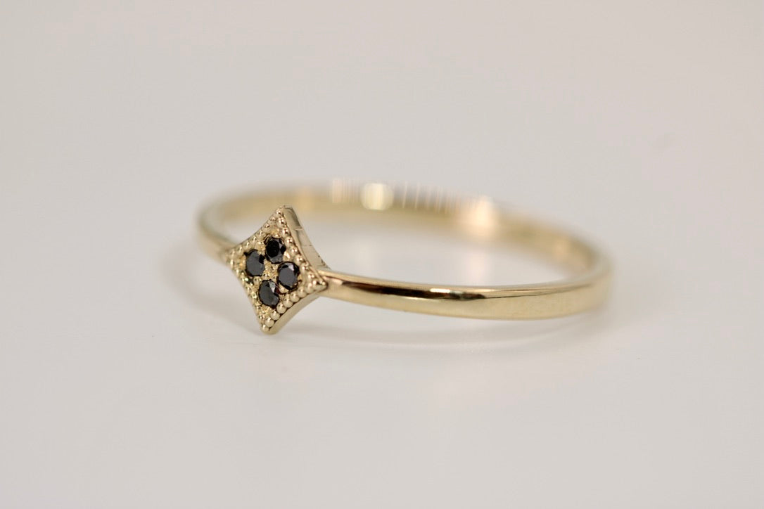Hanna Ring - Dainty Gold and Black Diamond Ring