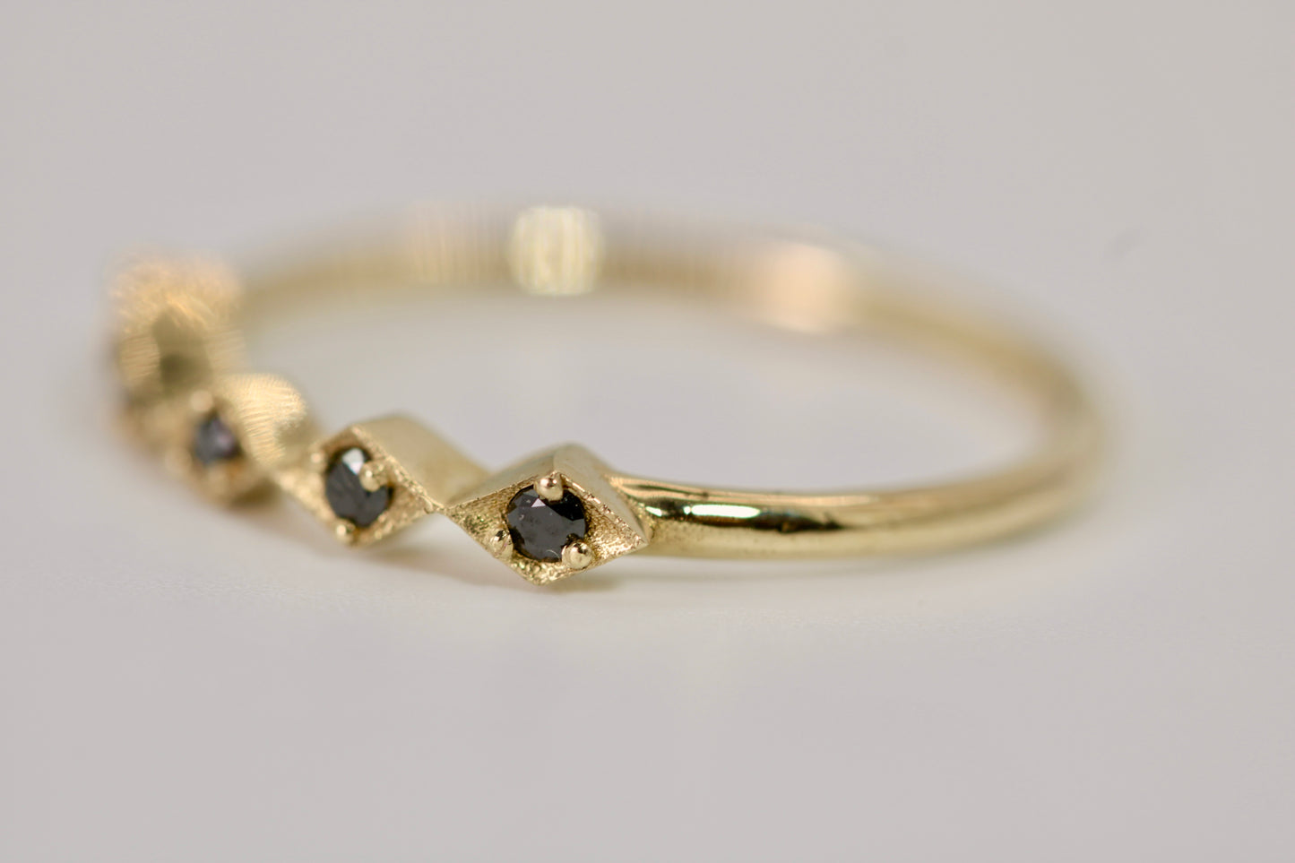 Leah Ring - Stackable Gold Diamond Ring - Rhombus Design