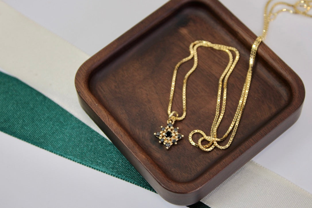 Fiona Pendant - Black Diamond Flower Pendant