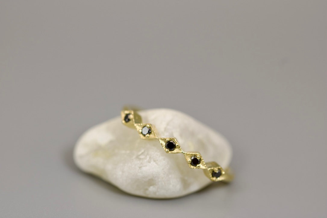 Leah Ring - Stackable Gold Diamond Ring - Rhombus Design