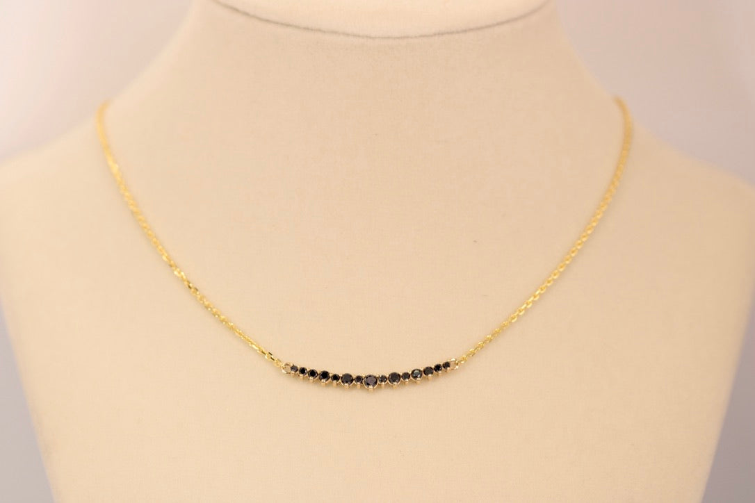 Curved Black Diamond Necklace