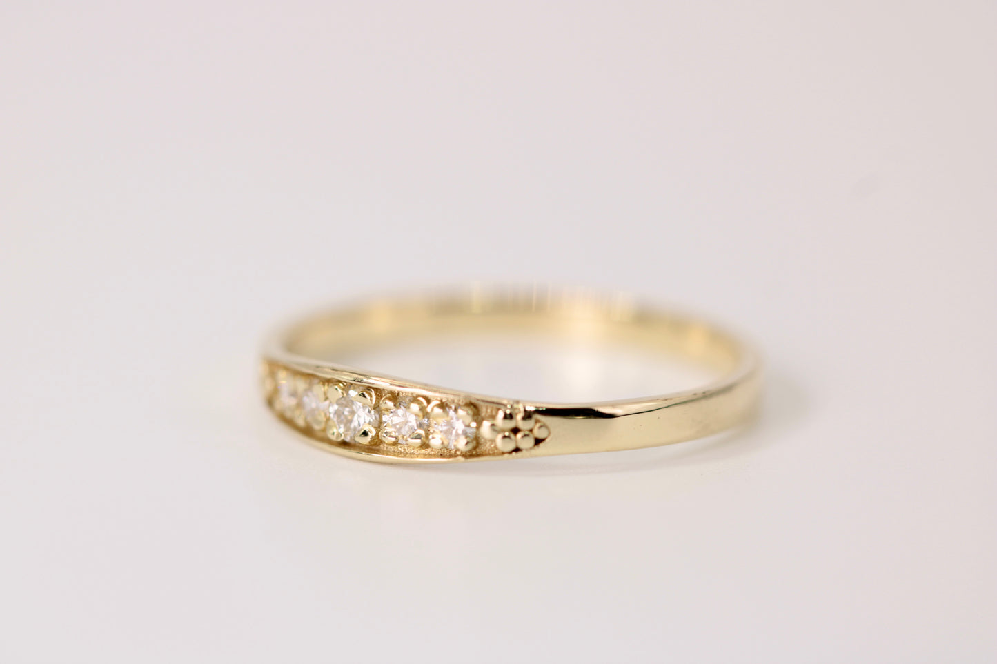 Rose Ring - 5 Diamond Gold Band