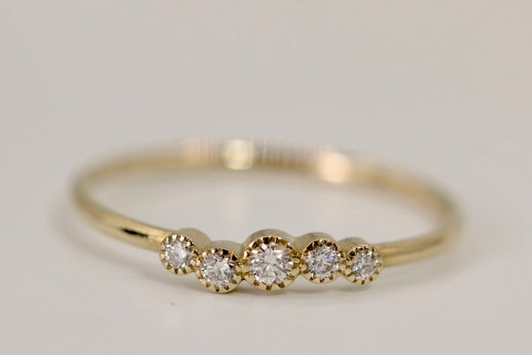 Lydia Ring - Stackable 5 Diamond Ring