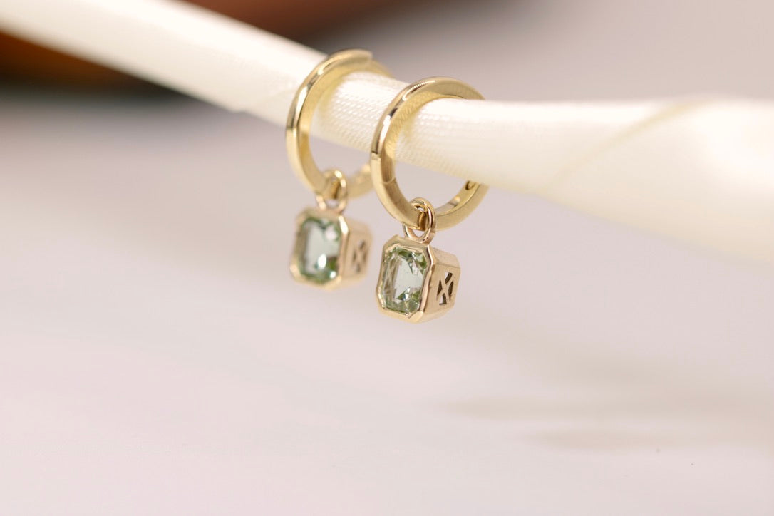 Tourmaline Dangle Hoops