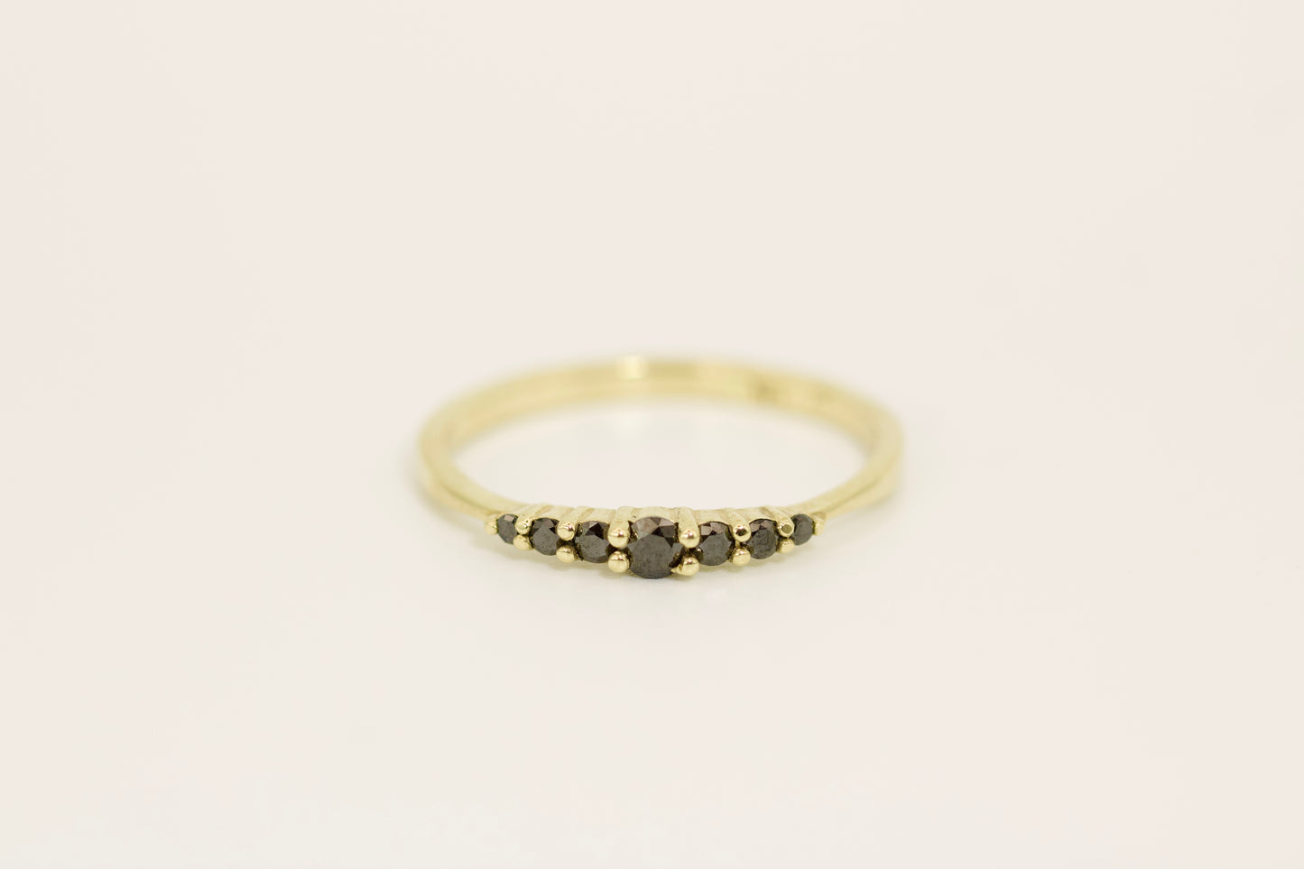 Christina Ring - 7 Black Diamonds Stackable Gold Ring