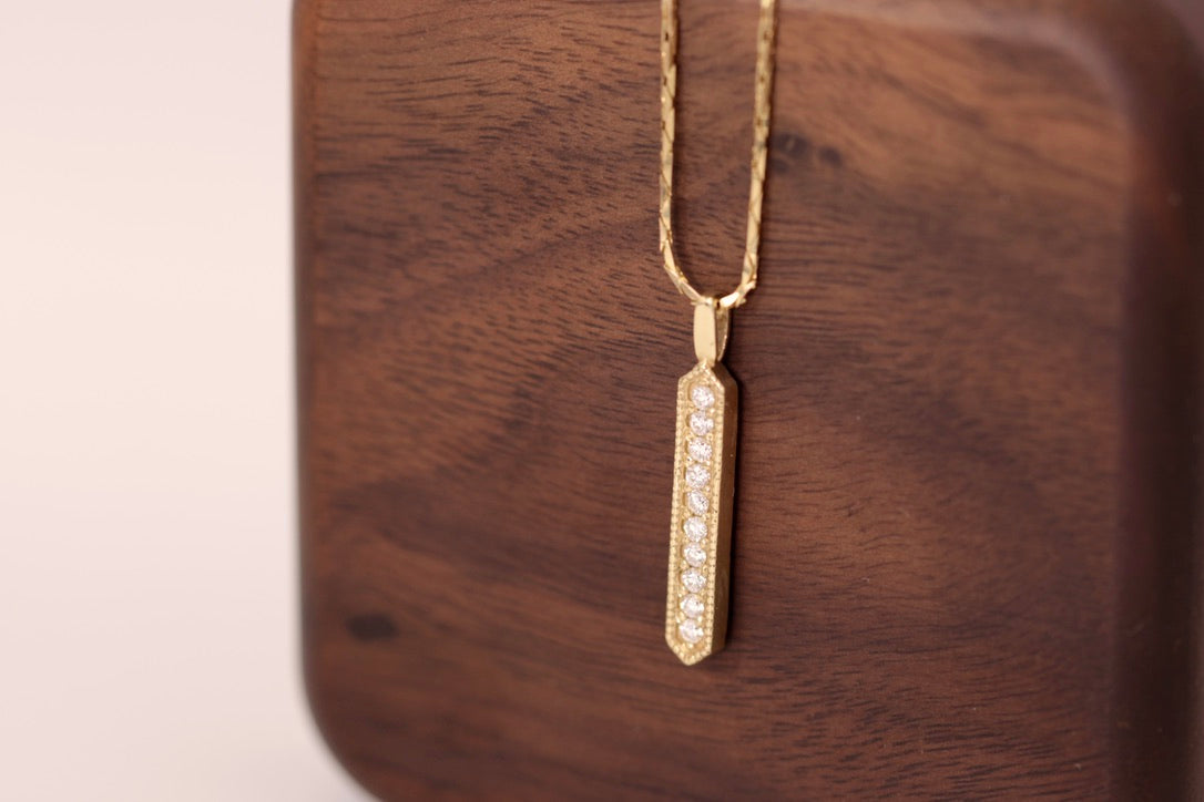 Diamond Gold Bar Pendant