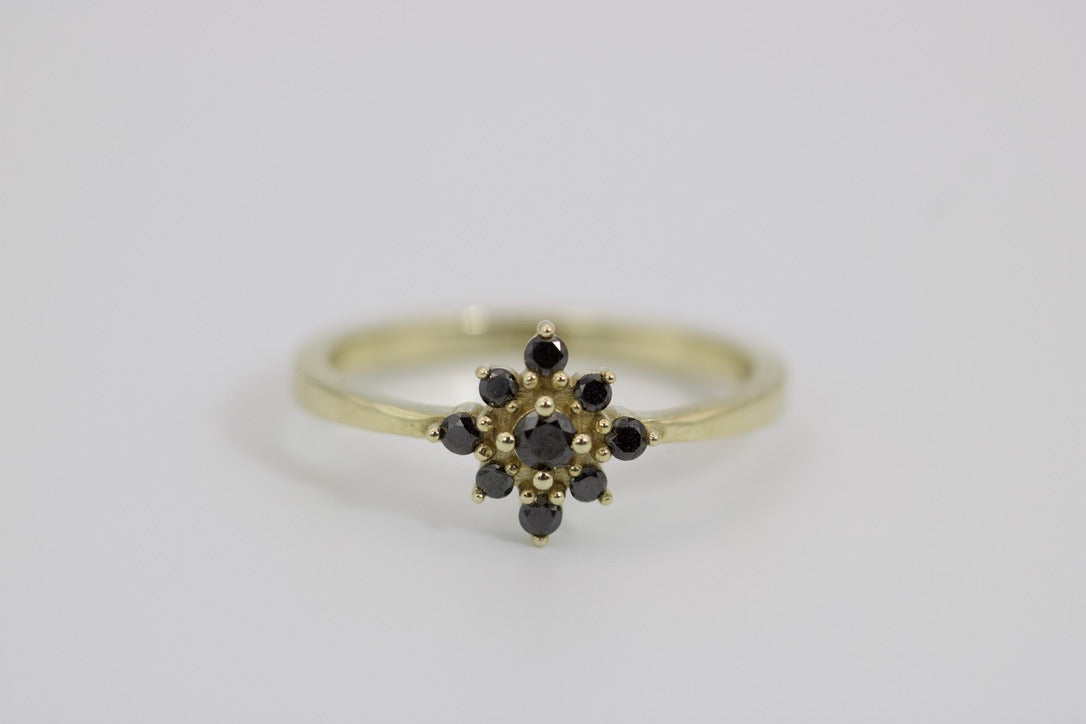 Fiona Ring - Black Diamond Flower Ring