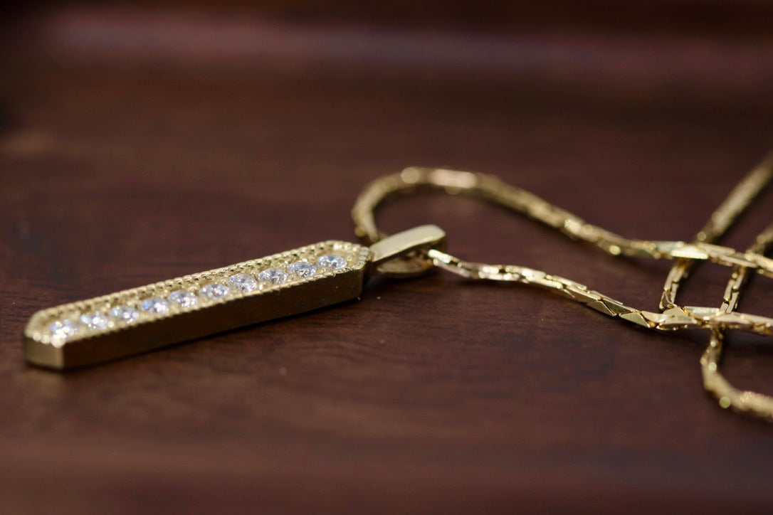 Diamond Gold Bar Pendant