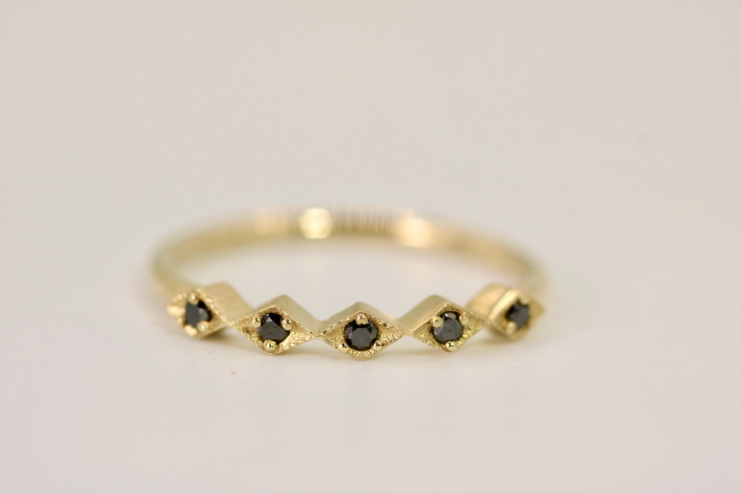 Leah Ring - Stackable Gold Diamond Ring - Rhombus Design