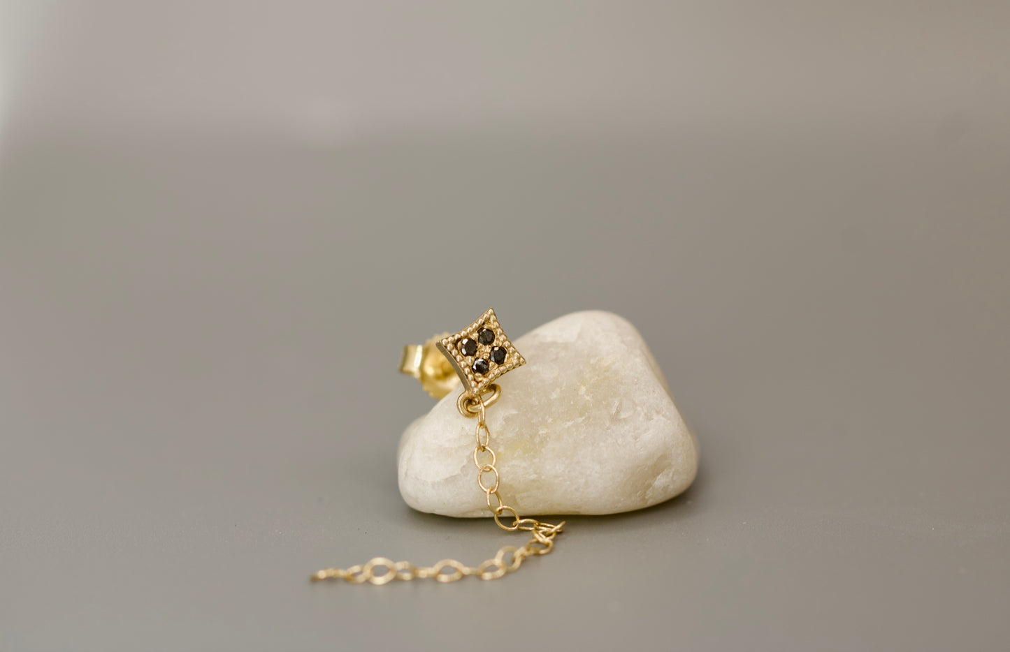 Square Diamond Stud with Chain