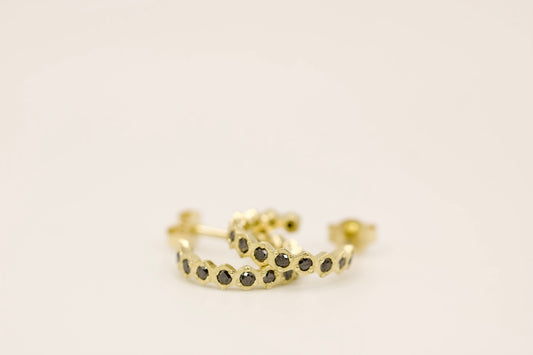 Medium Hexagon Diamond Earrings - Black