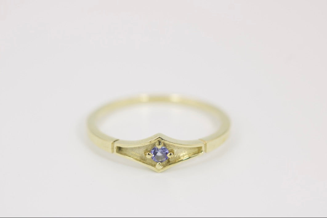 Delilah Ring - Blue Sapphire Geometric Gold Ring