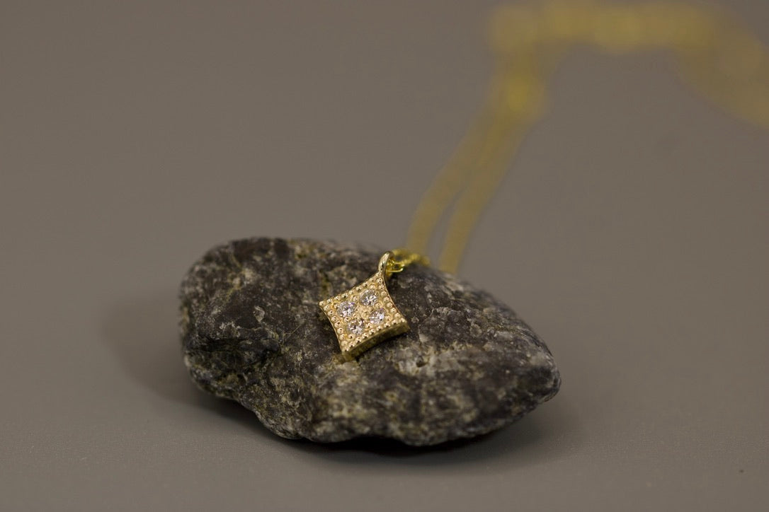 Square Gold Diamond Pendant