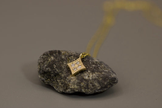 Square Gold Diamond Pendant