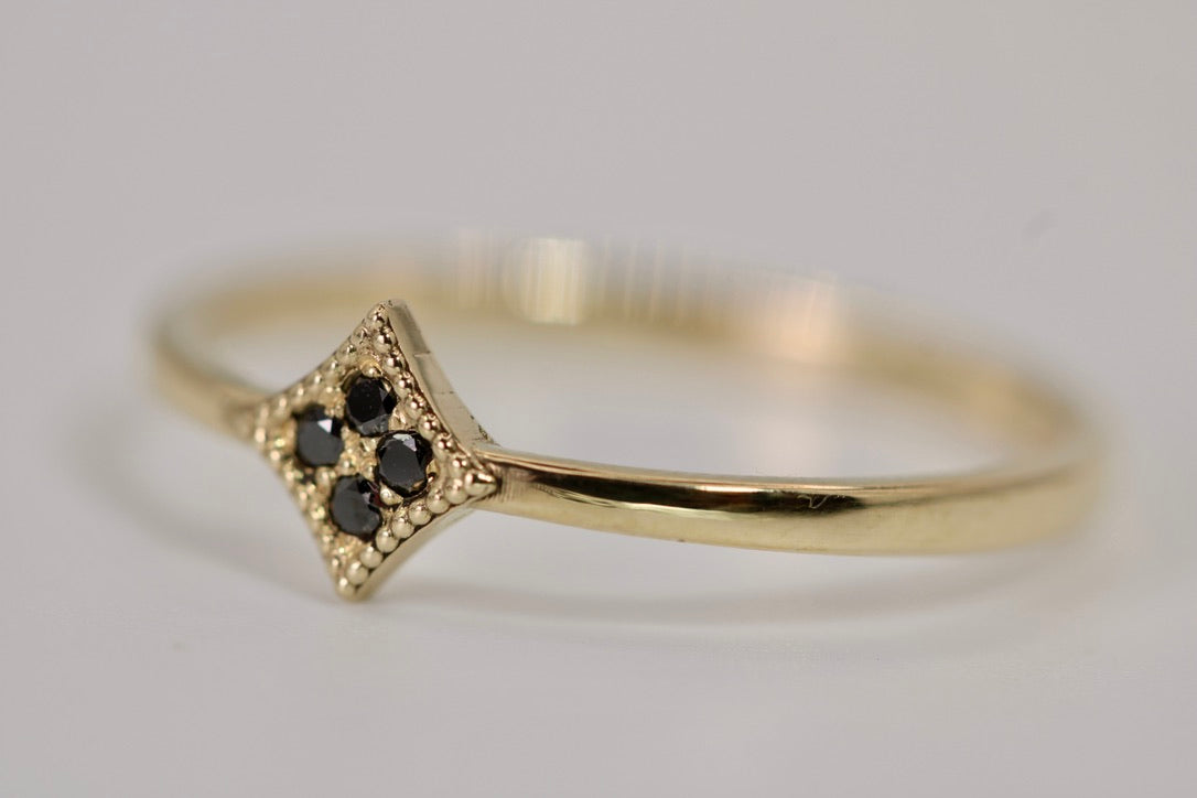 Hanna Ring - Dainty Gold and Black Diamond Ring