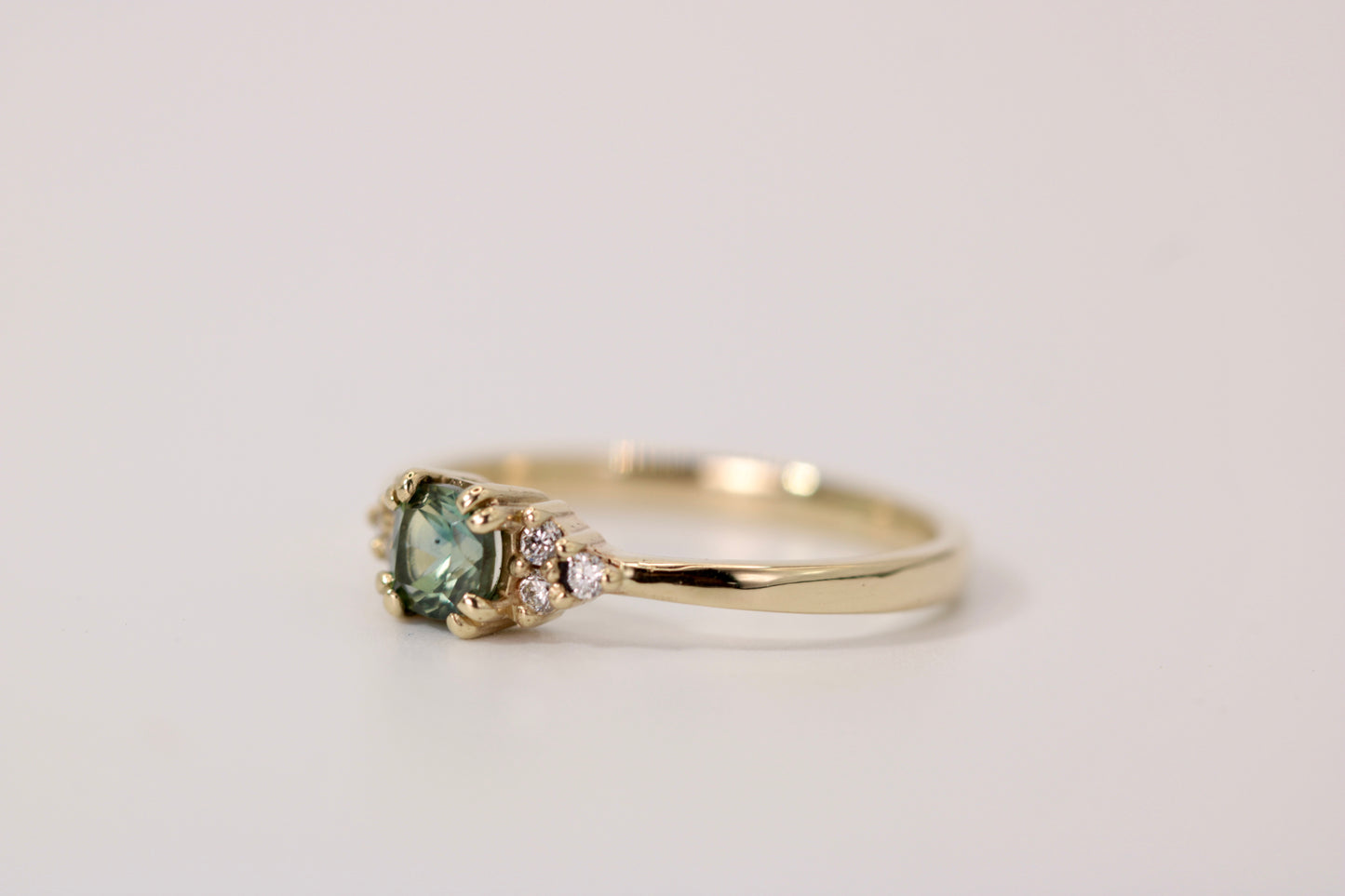 Eva Ring - Montana Sapphire Gold Ring with Accent Diamonds