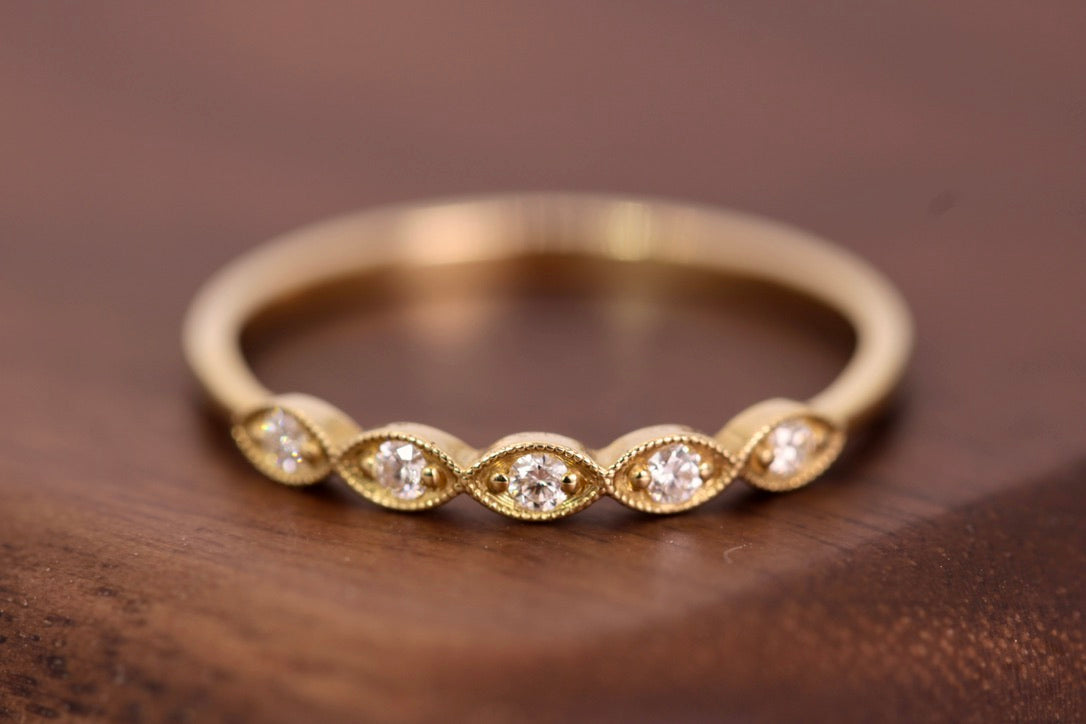 Andrea Ring - Marquise Stackable Gold and Diamond Ring