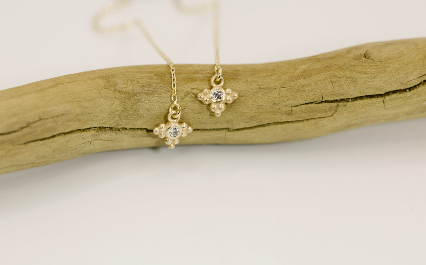 Diamond Chain Dangle Earrings - Three Granules